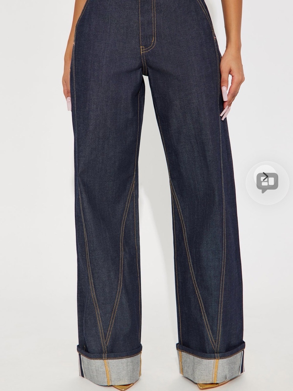 Fashion Nova High-Rise Wide Leg Jeans in Dark Indigo